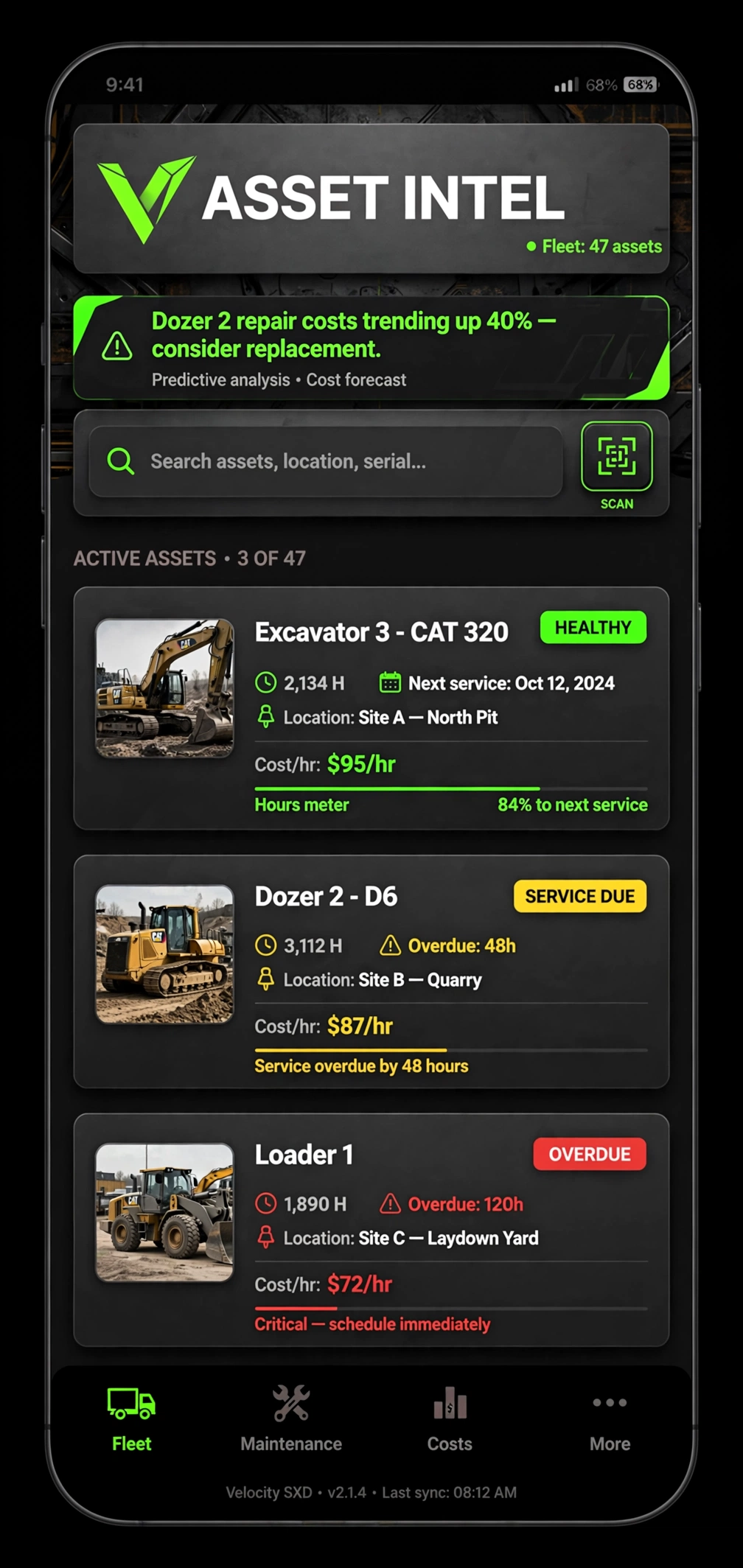 Asset Intel app mockup