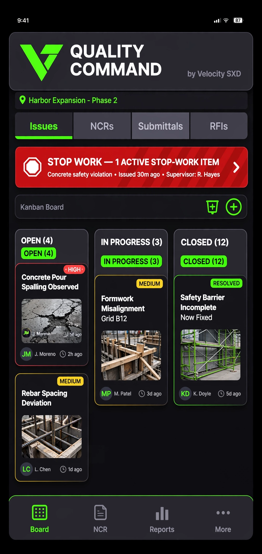 Quality Command app mockup