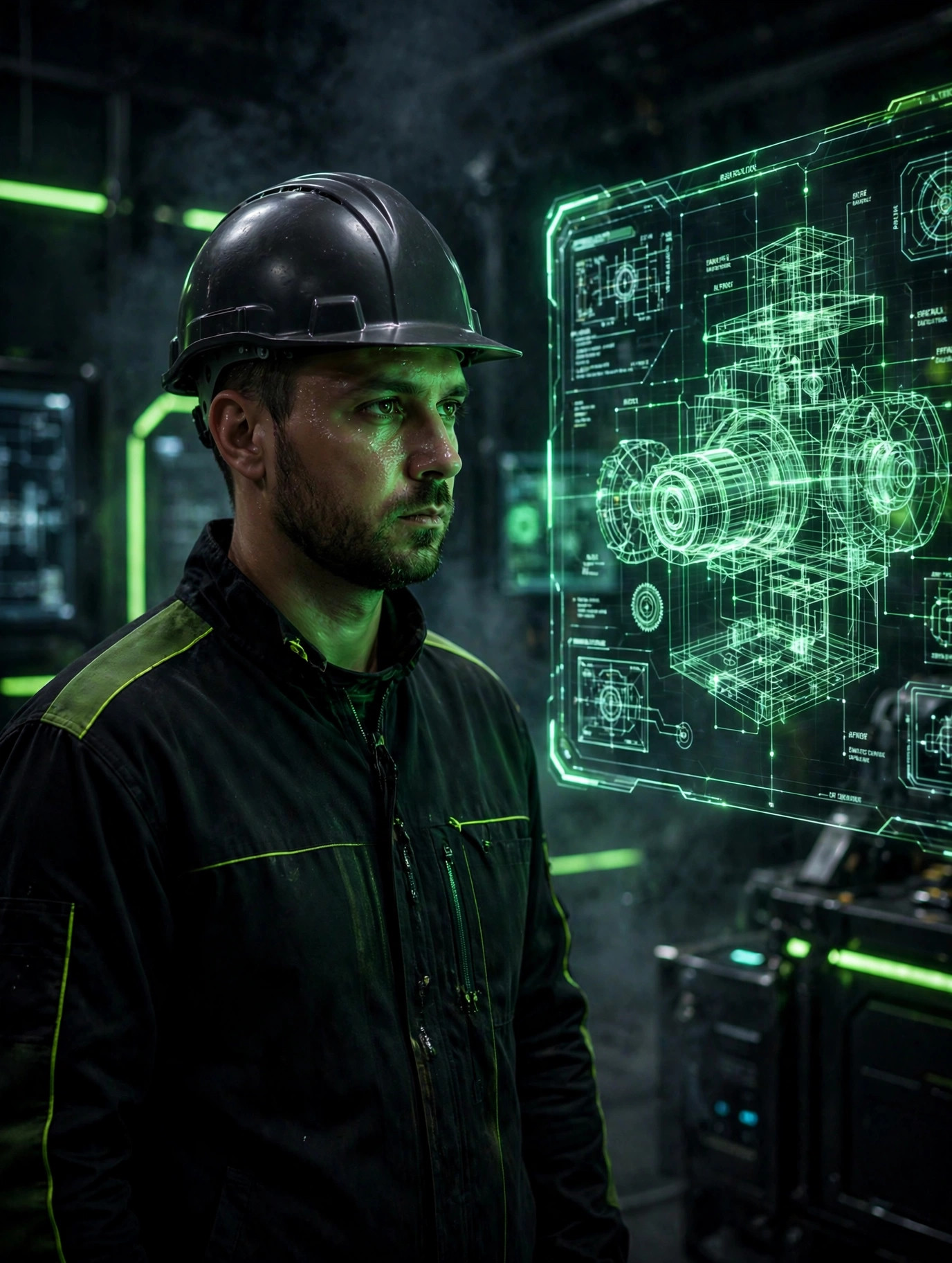 Velocity SXD engineer reviewing a holographic schematic